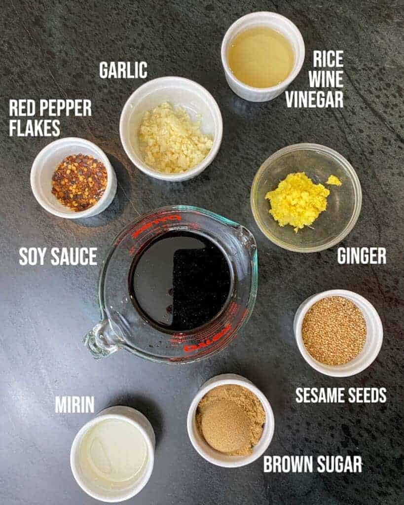 teriyaki sauce ingredients in bowls