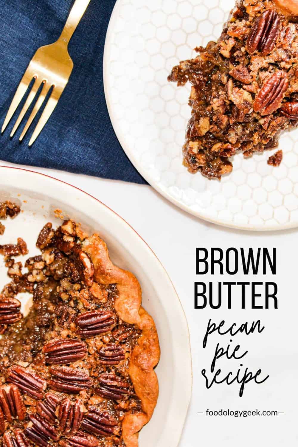 brown butter pecan pie recipe pinterest image