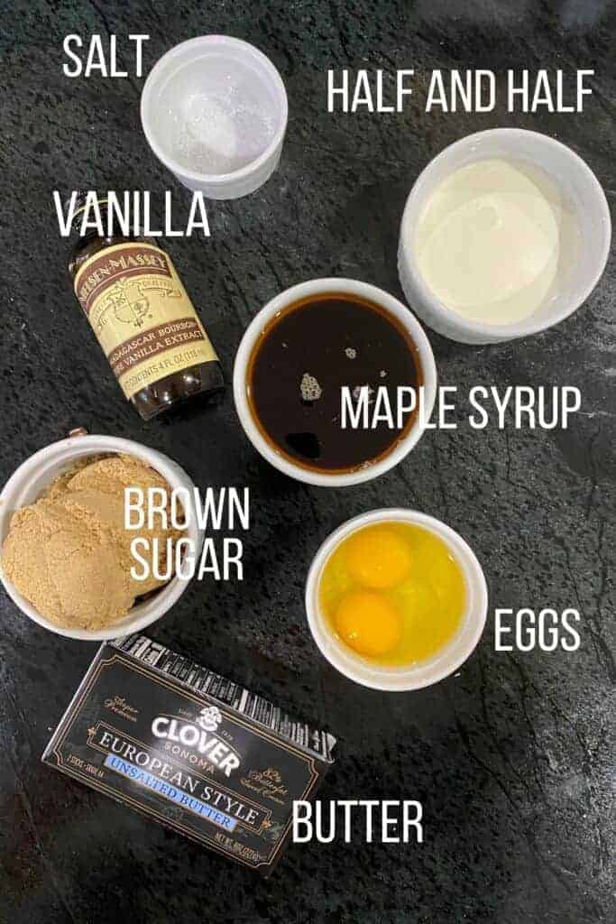 Ingredients you'll need for pecan pie.