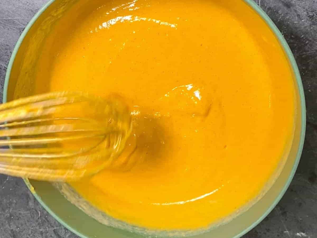 whisk the pumpkin pie filling until it is nice and smooth