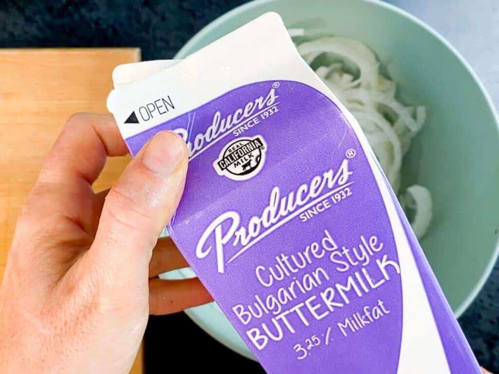 a carton of full fat buttermilk