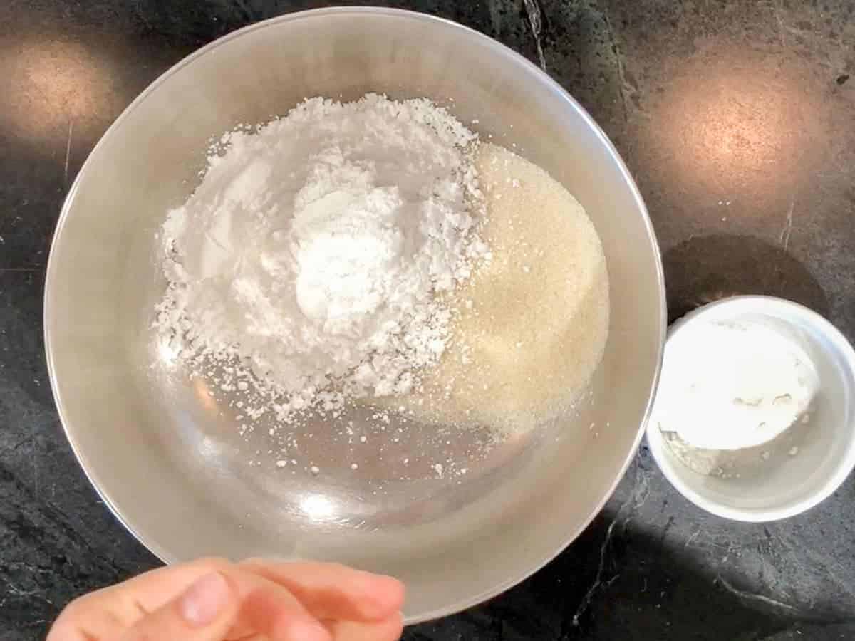 granulated sugar and powdered sugar in a bowl