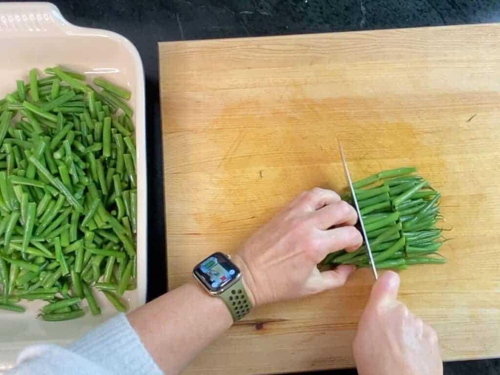 slice the blanched mushrooms