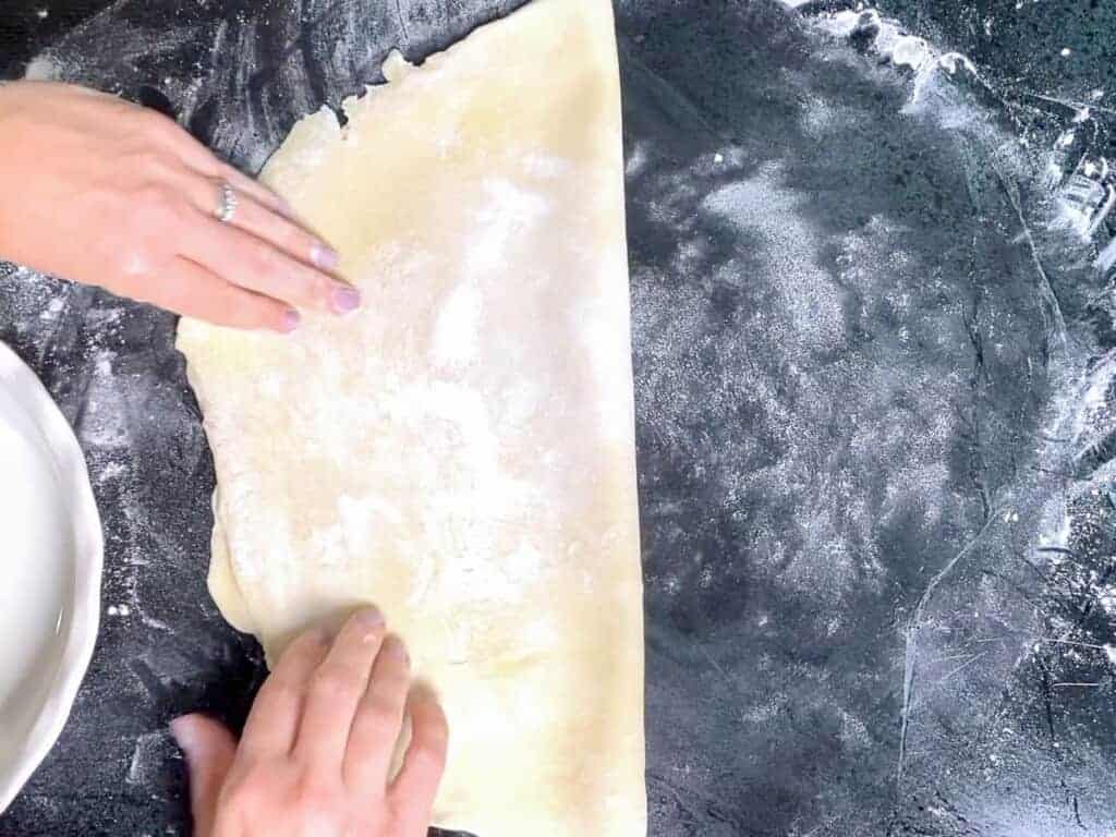 fold the pie dough in half