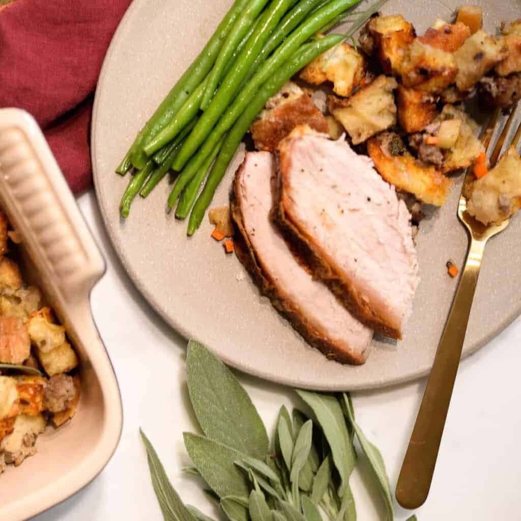 Oven Roasted Turkey Breast with Sausage and Apple Stuffing Foodology Geek