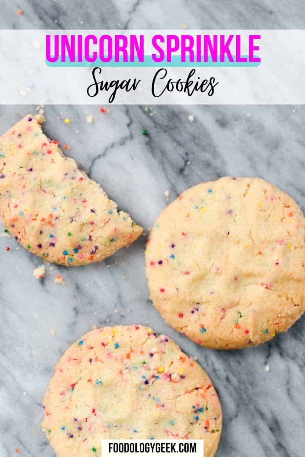 unicorn sprinkle sugar cookies served with a cup of coffee