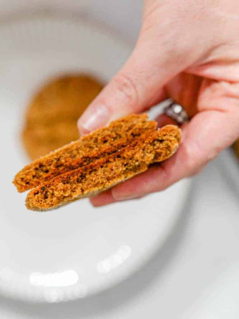 crispy and chewy inside of a molasses cookie