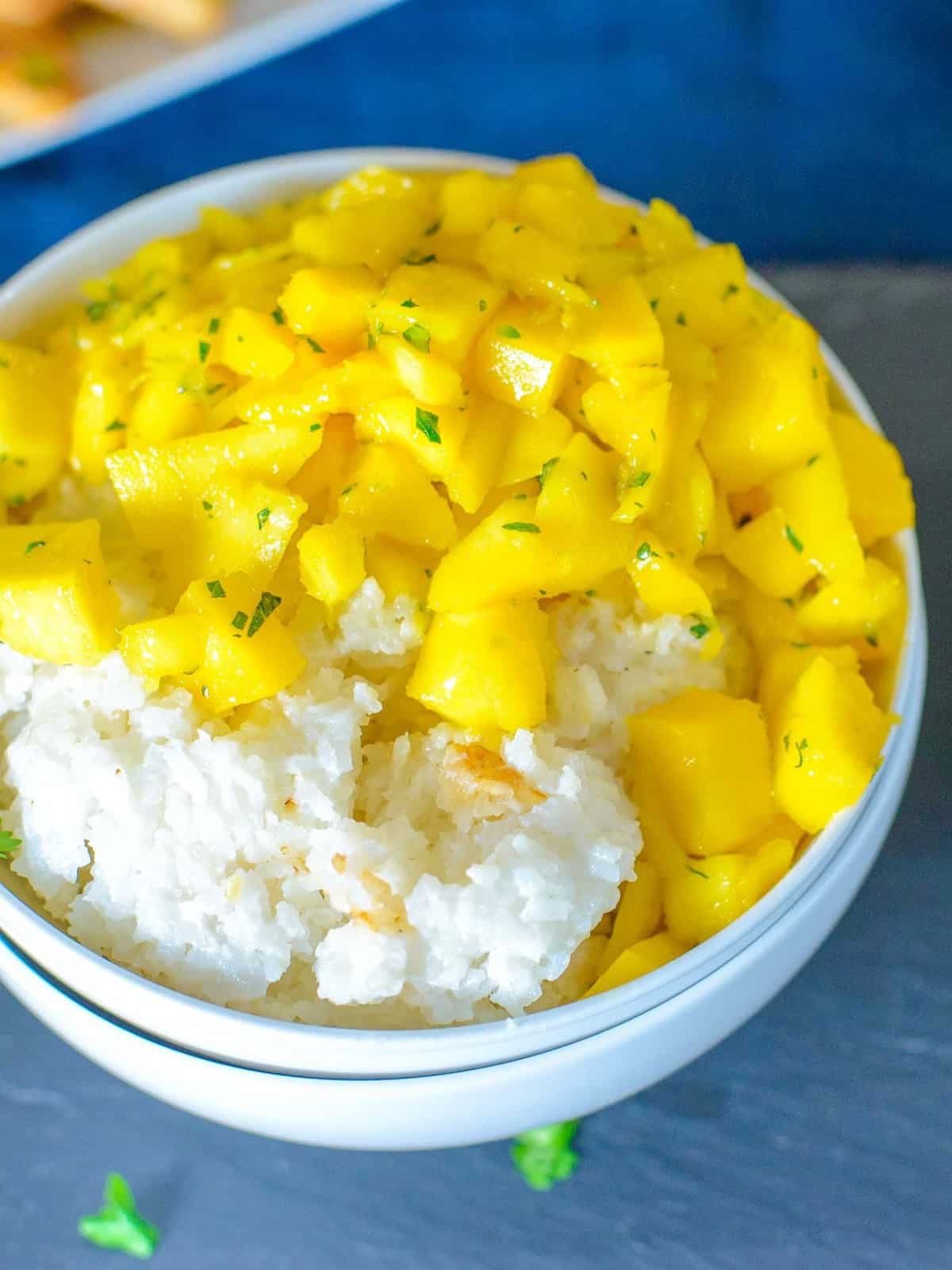 mangoes with coconut sticky rice