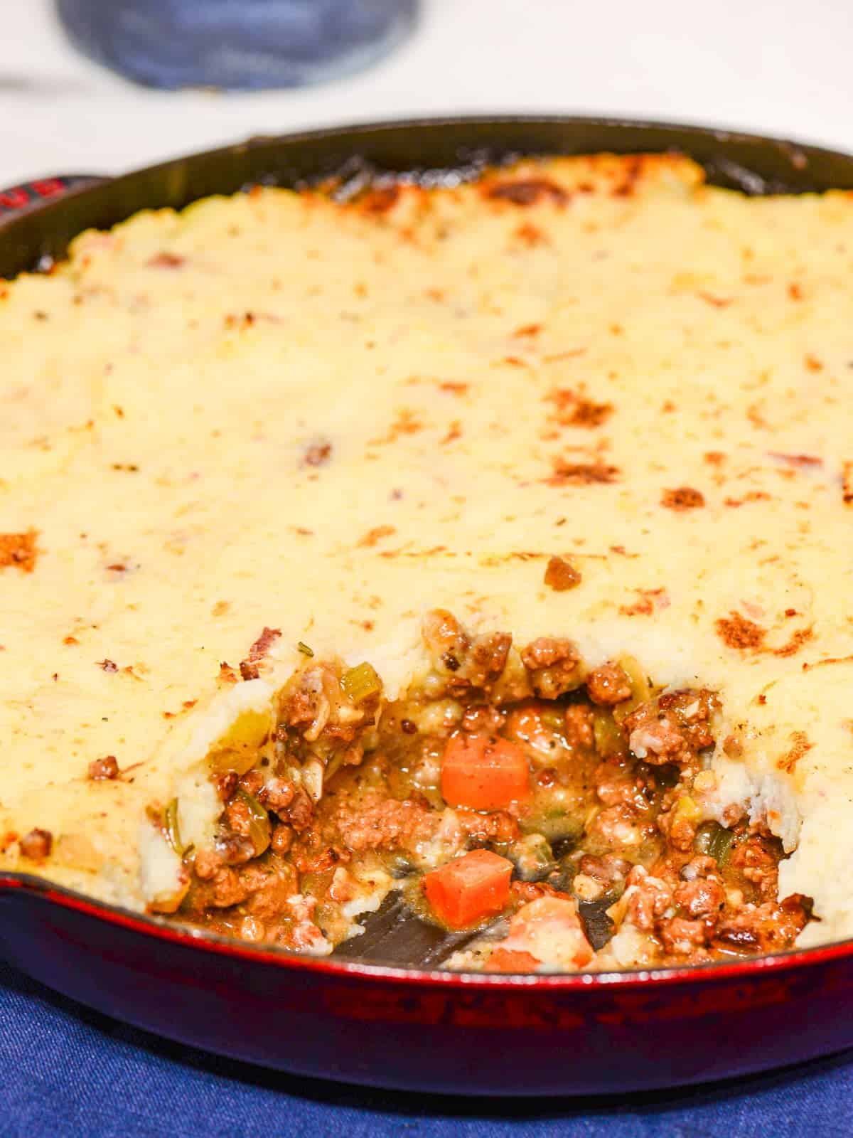 shepherds pie baked in cast iron skillet