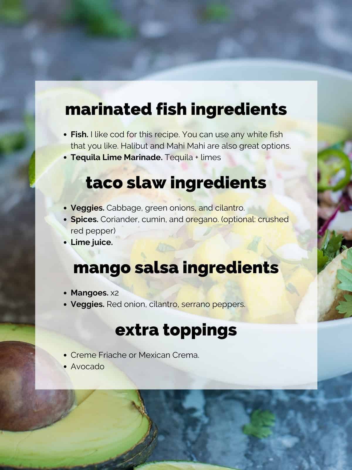 fish taco bowl ingredients