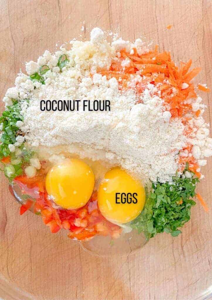 coconut flour and eggs for asian chicken meatballs