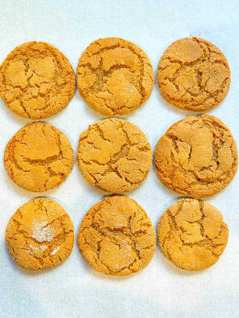 cookie tray of molasses sugar cookies