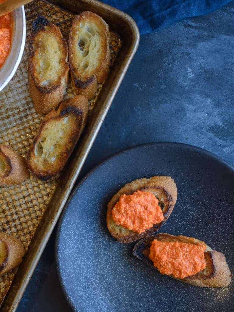 appetizer recipe red pepper dip on crostini