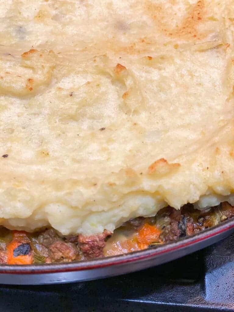 shepherd's pie with mashed potatoes, right out of the oven. 