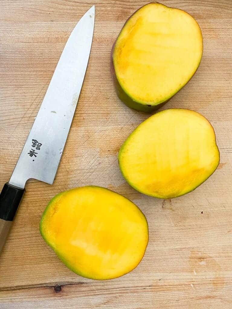 slice the seed out of the mango
