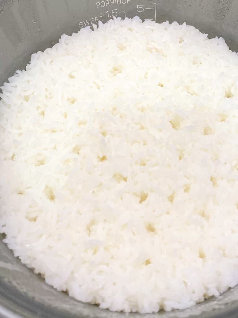 white rice in a rice cooker