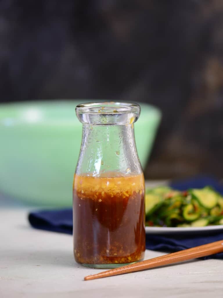 Sesame Ginger salad dressing in a class jar