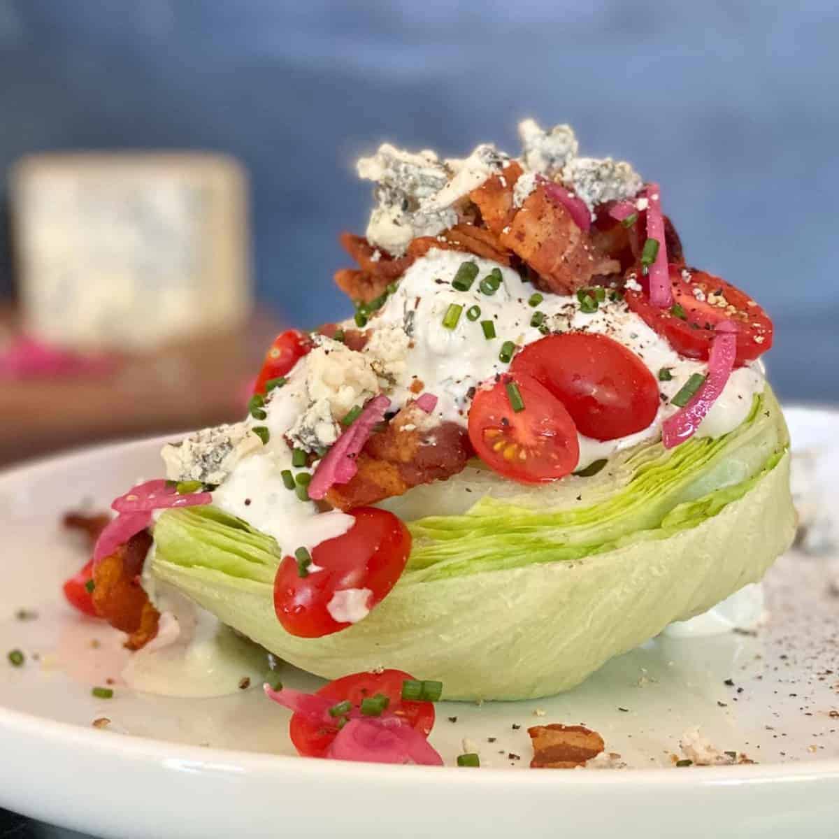 classic blue cheese wedge salad with bacon