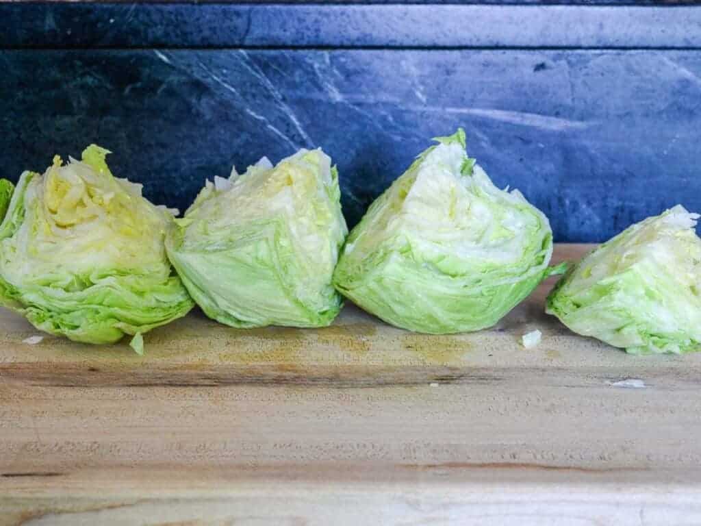 then cut the lettuce halves in half