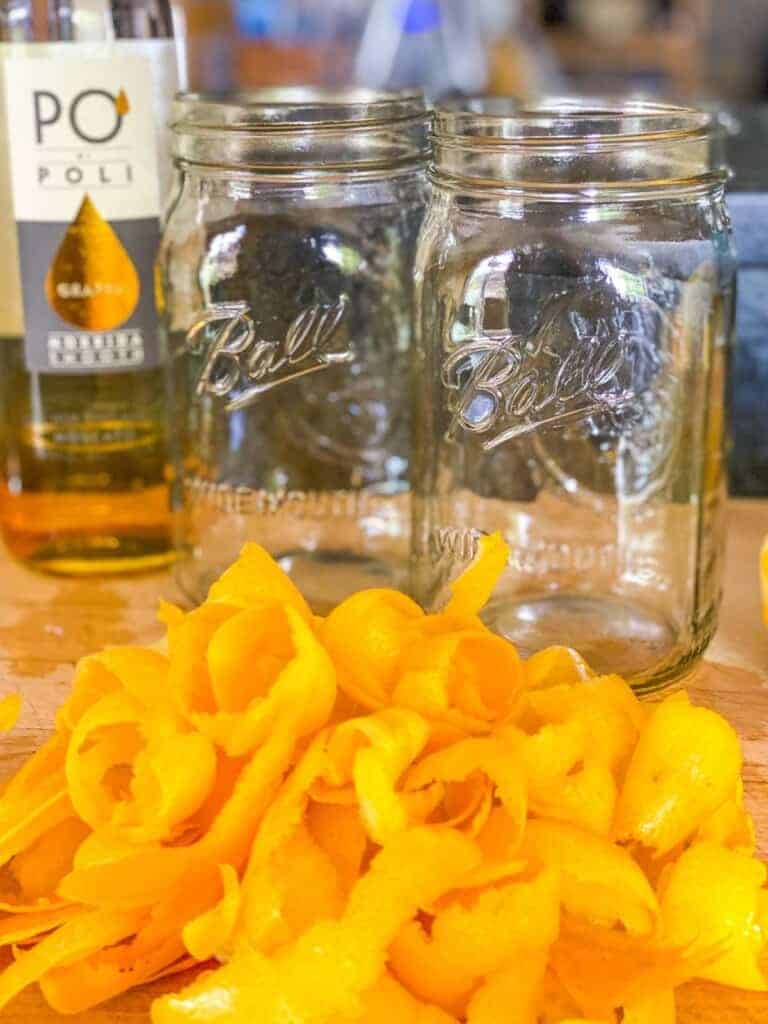 lemon peels ready to make homemade limoncello