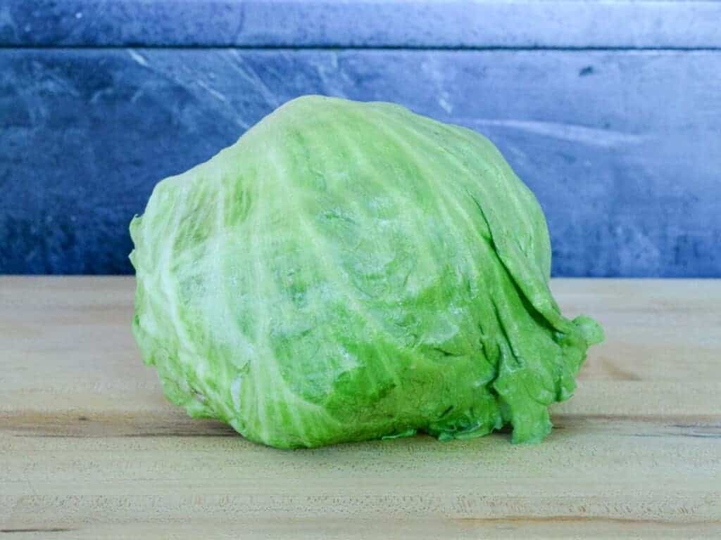 start with a fresh head of iceberg lettuce, rinse and pat dry