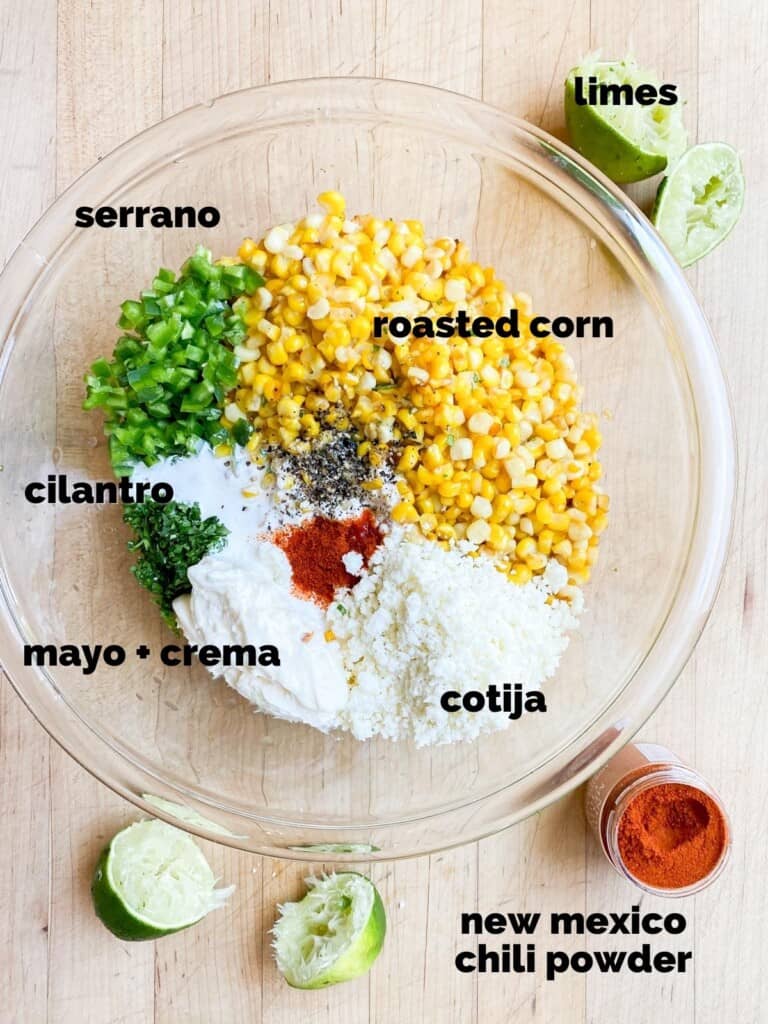 ingredients for mexican corn salad (esquites)