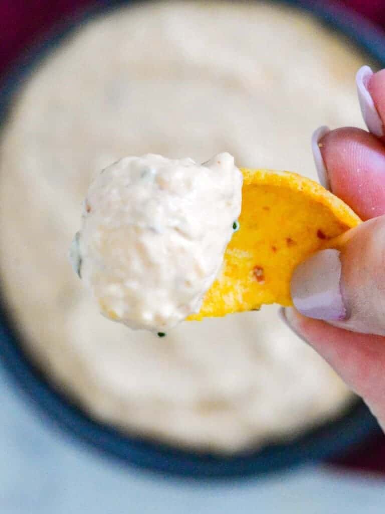 hawaiian kimchi dip served with a side of Fritos scoops