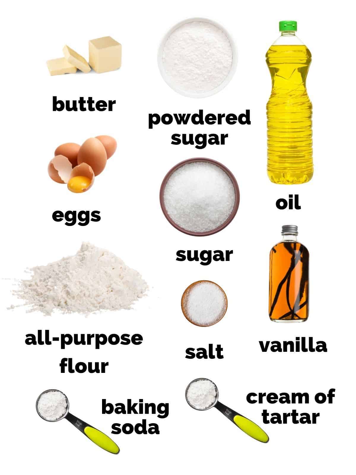 ingredients for sugar cookies