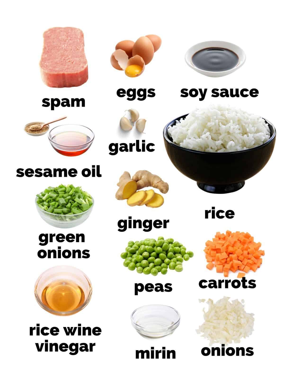 ingredients for spam fried rice