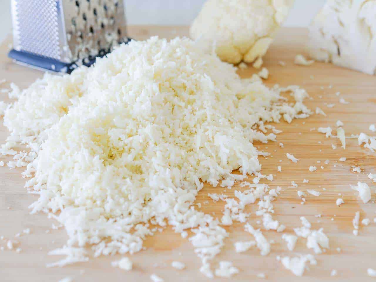 use a box grater to rice the cauliflower