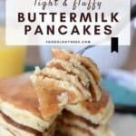 Light & Fluffy Buttermilk Pancakes Pinterest Pin