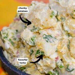 potato salad recipe with chunky potatoes and fresh herbs