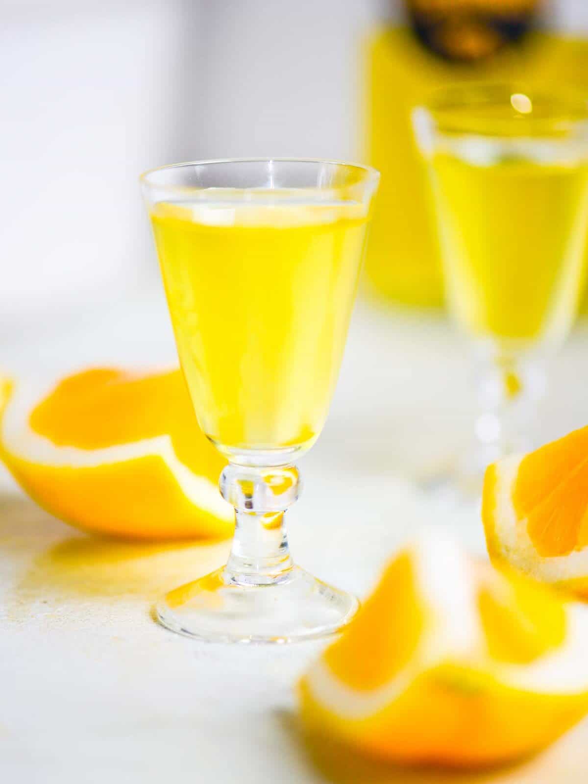 limoncello served in fluted cocktail glasses