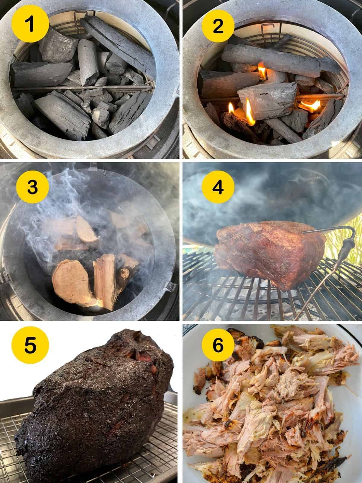 how to smoke pork butt. Step by step images.