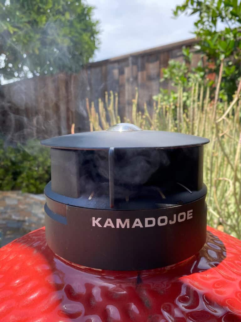 top chimney of the kamado joe grill