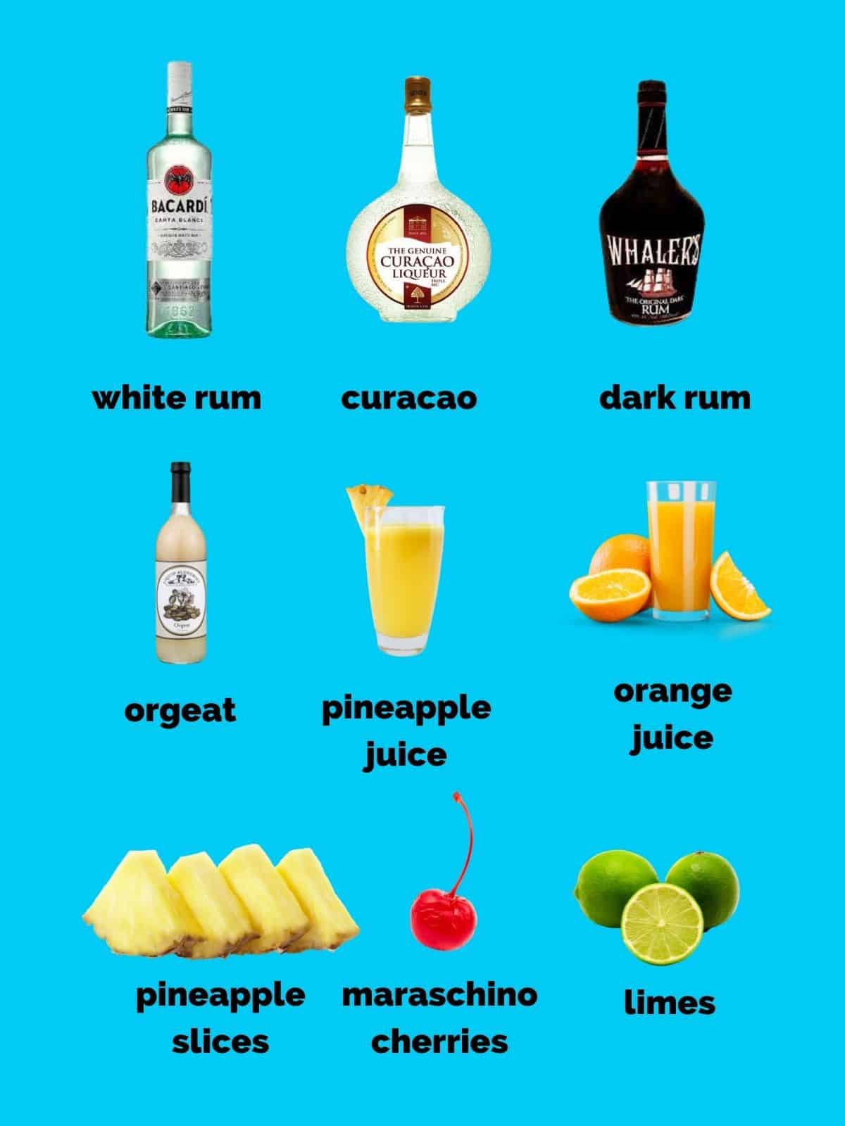 The ingredients that go into a mai tai