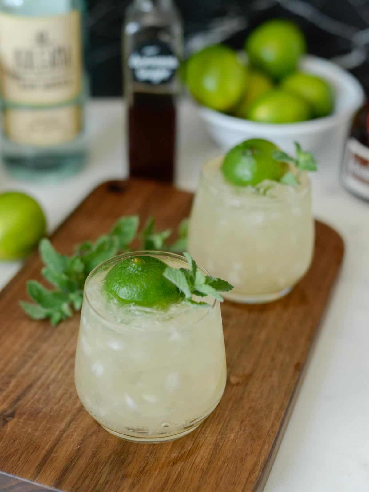 The original 
Trader Vic's Mai Tai Recipe garnished with lime and mint. 