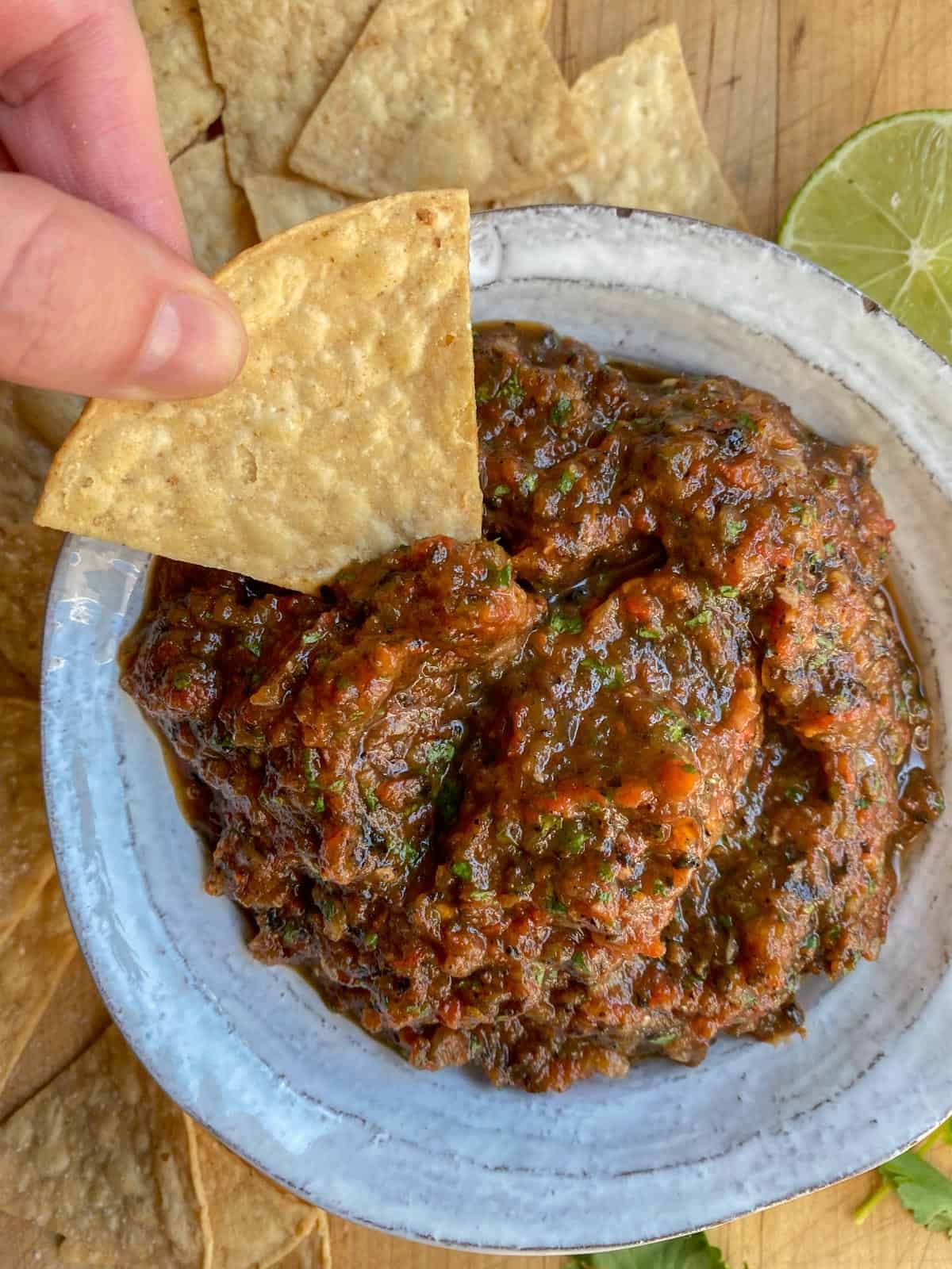 roasted tomato salsa and tortilla chips