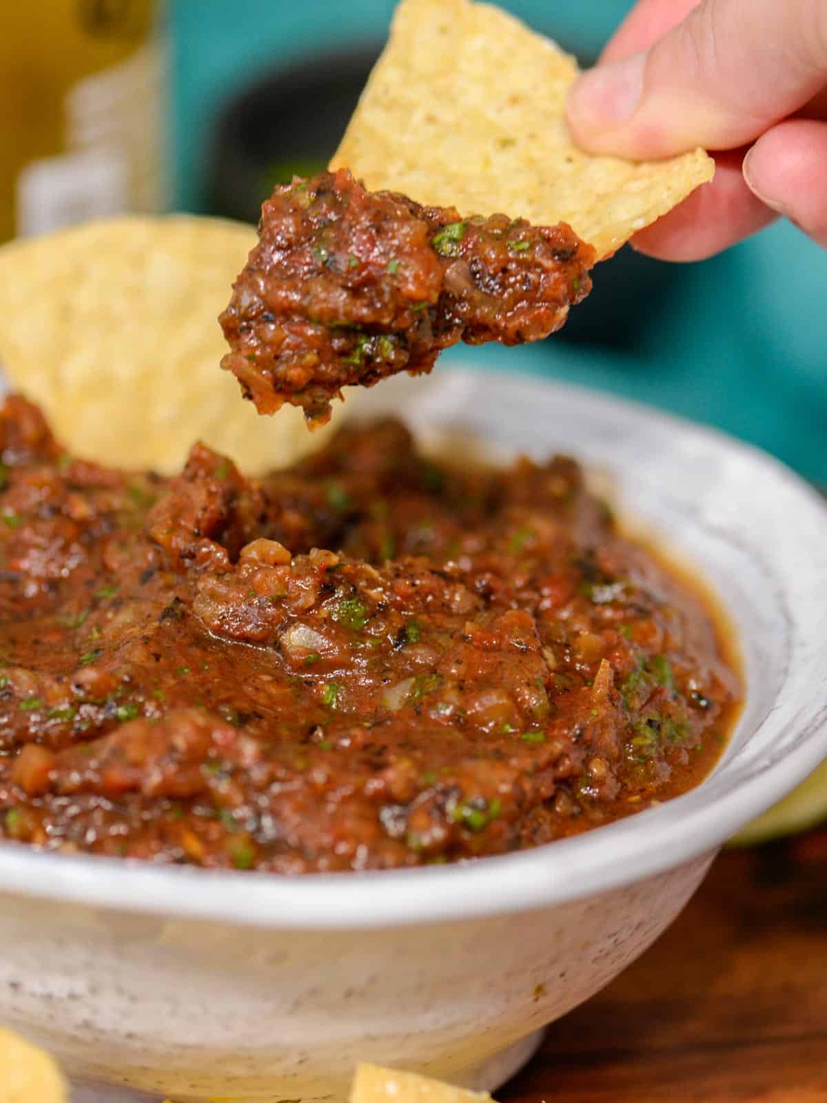 chips and fire roasted tomato salsa