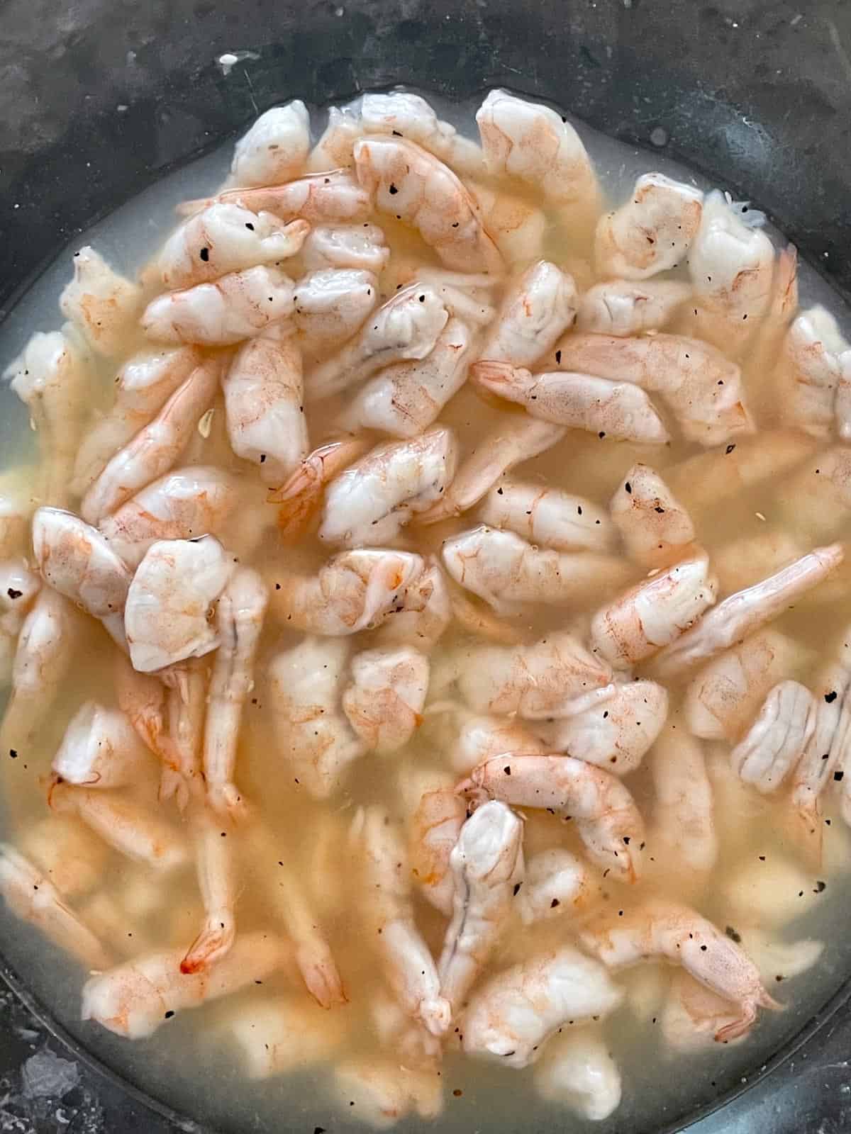 shrimp that has been cooked with acid.