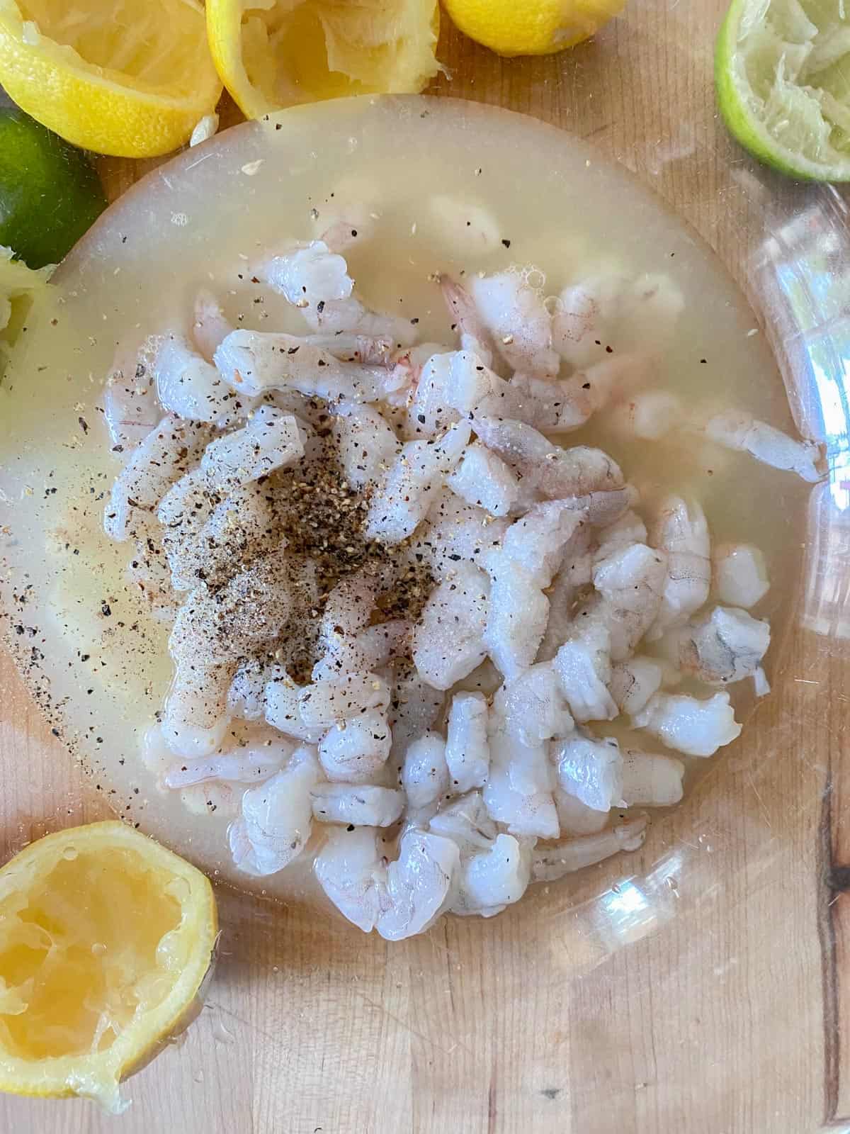 shrimp in an acidic marinade