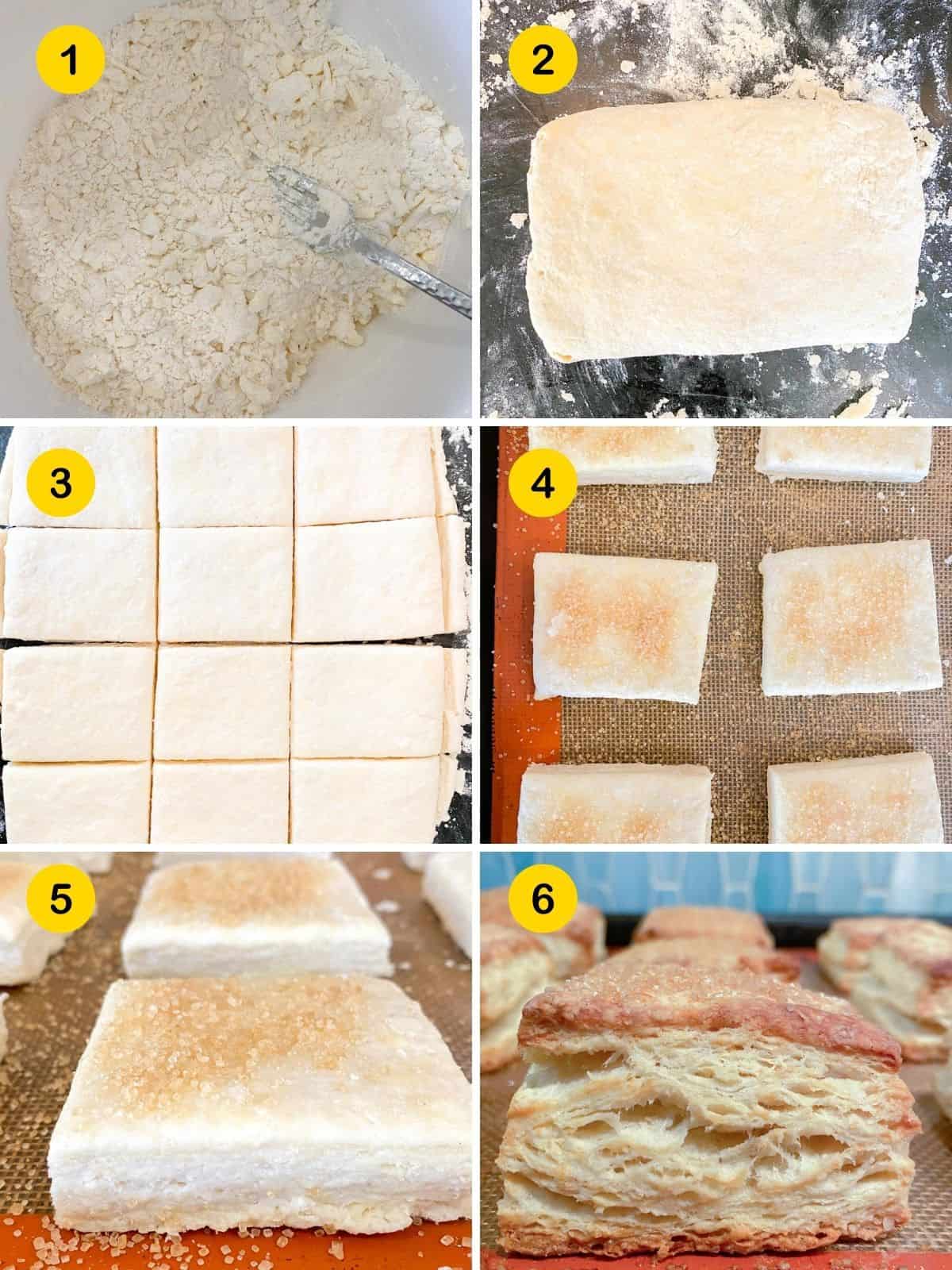 Steps by step instructions for making shortcake biscuits.