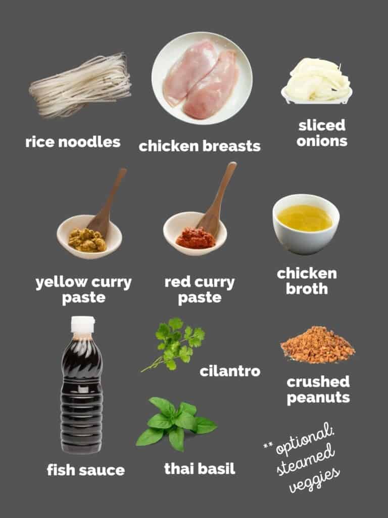 Thai noodle bowl ingredients placard