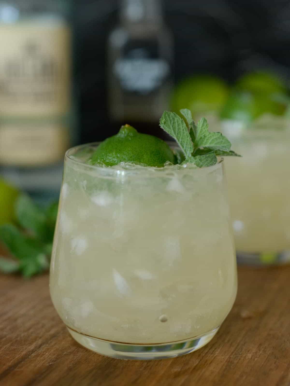 trader vices original mai tai garnished with lime and mint