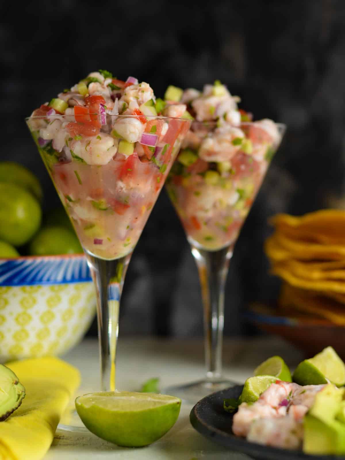 seafood ceviche served with tostada shells