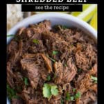Easy Slow Cooker Shredded Beef pinterest pin