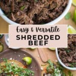 Easy versatile shredded beef Pinterest Pin