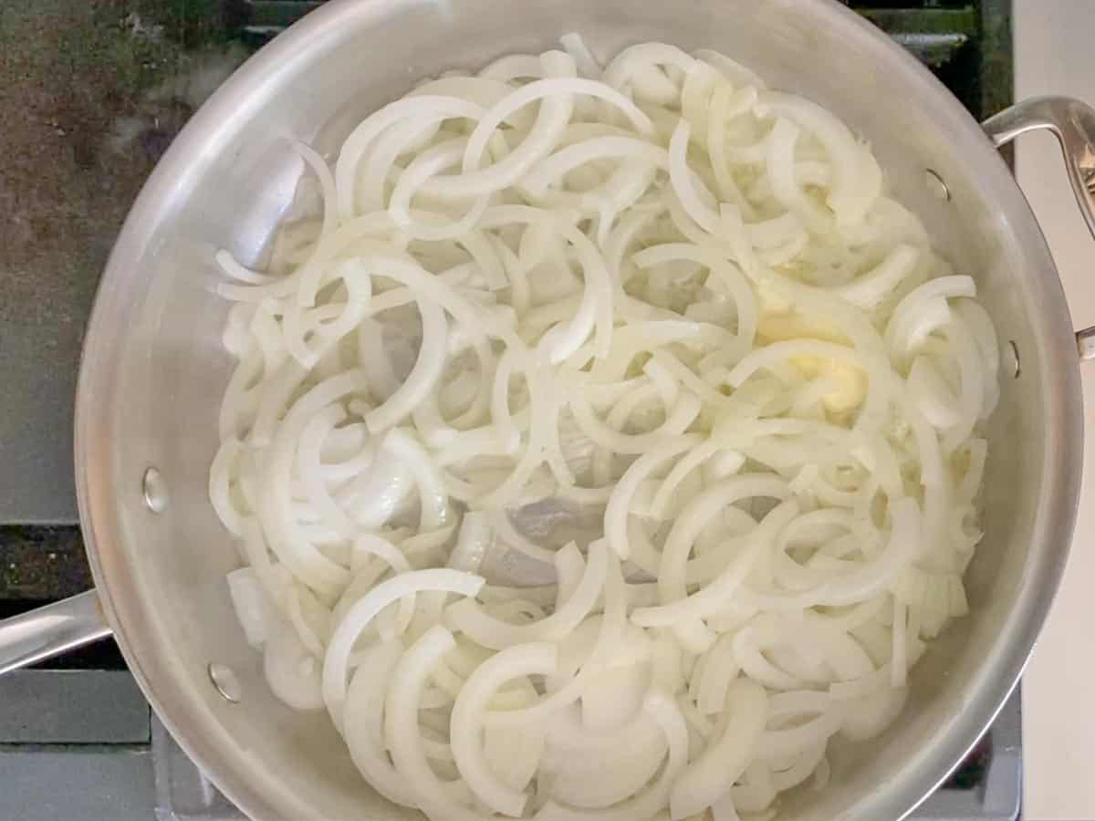 add the onions and the salt to the pan