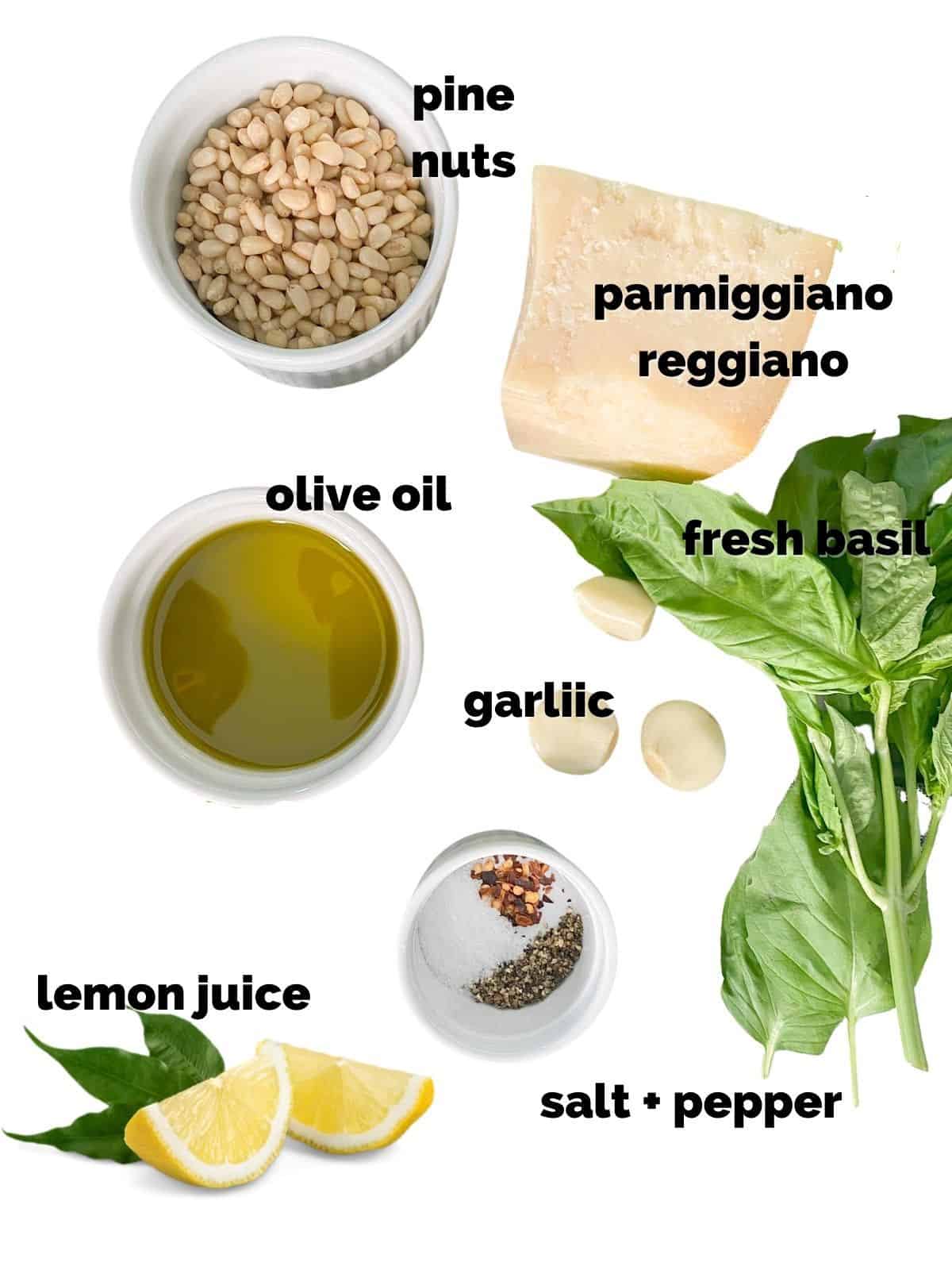 Ingredients or basil pesto recipe