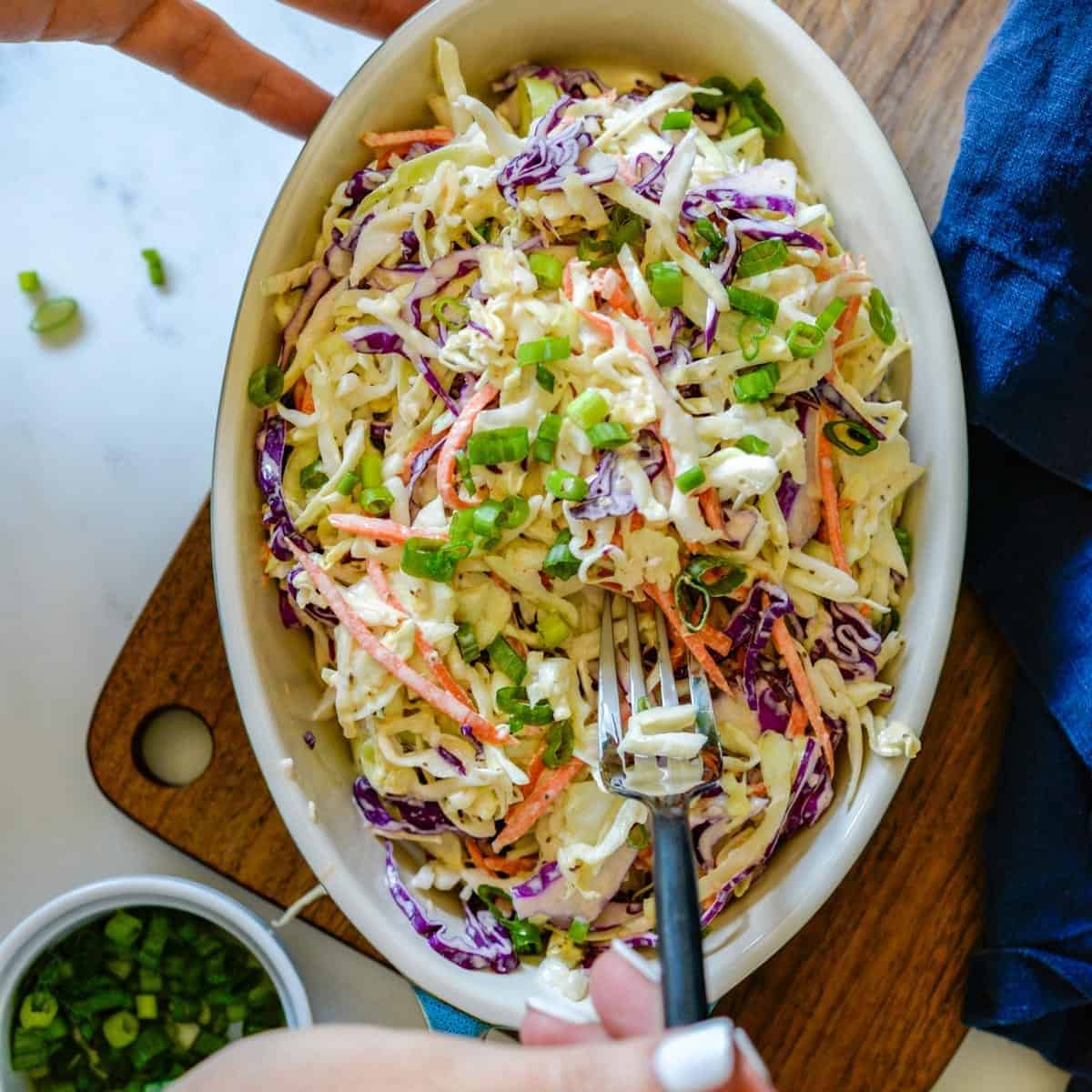 southern style coleslaw recipe in a staub dish